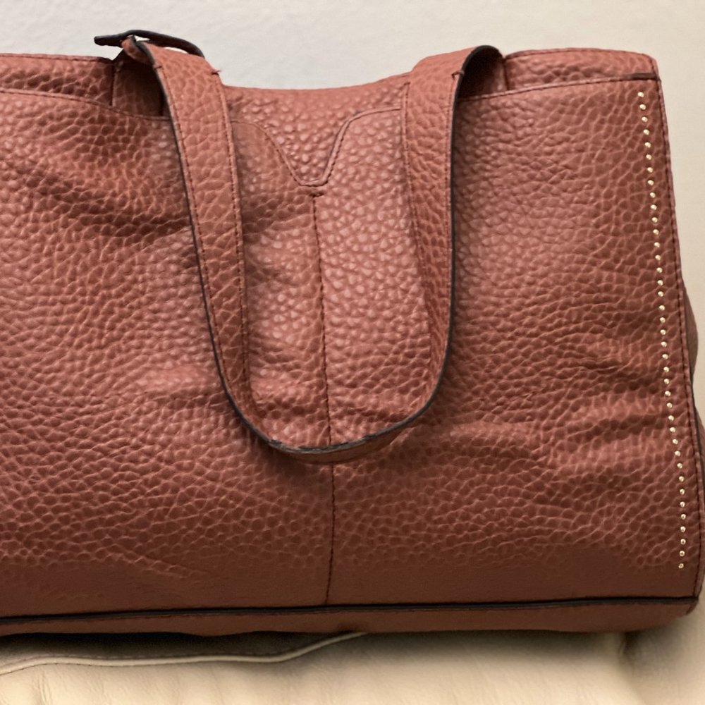 LONDON FOG Nutmeg Brown Dual Handle Textured Faux Leather Large Slouchy Vintage
